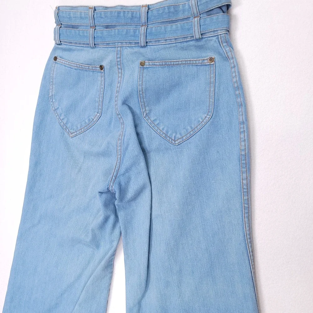 Pentimento Vintage High Waisted Wide Leg Double Belt Jeans Light Wash 13L - Picture 7 of 10